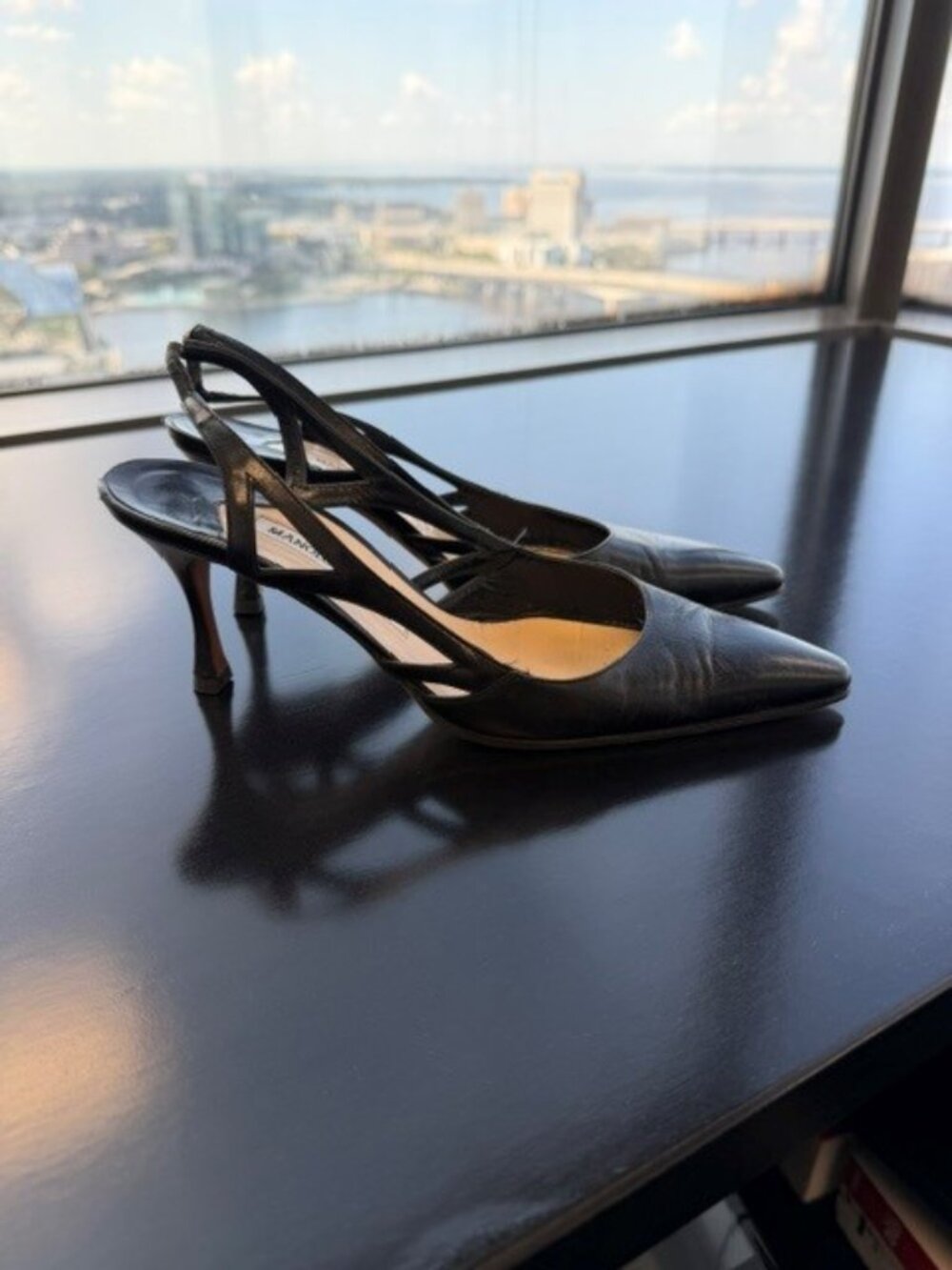 Manolo Blahnik black leather slingback pumps with brand new sole and heel tips - Picture 2 of 3